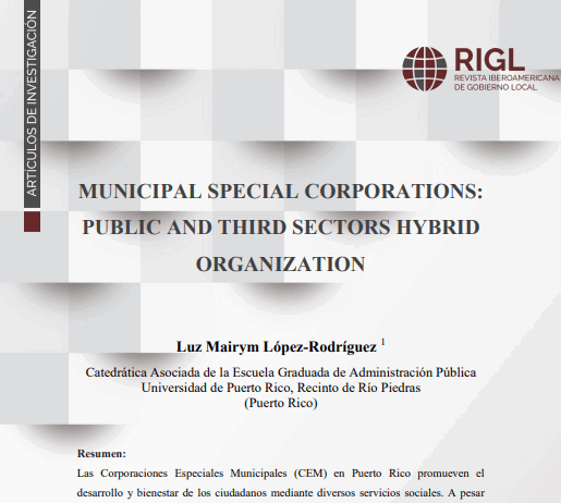 MUNICIPAL SPECIAL CORPORATIONS: PUBLIC AND THIRD SECTORS HYBRID ORGANIZATION