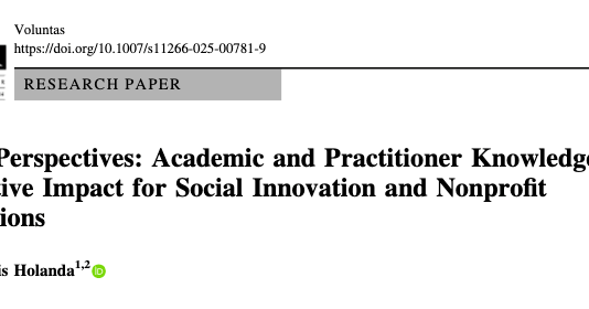 Novo artigo publicado na Voluntas: International Journal of Voluntary and Nonprofit Organizations